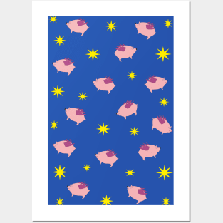 Flying piggies in the night Posters and Art